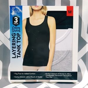 NWT Felina 3 Pack Cotton Stretch Layering Tank Top